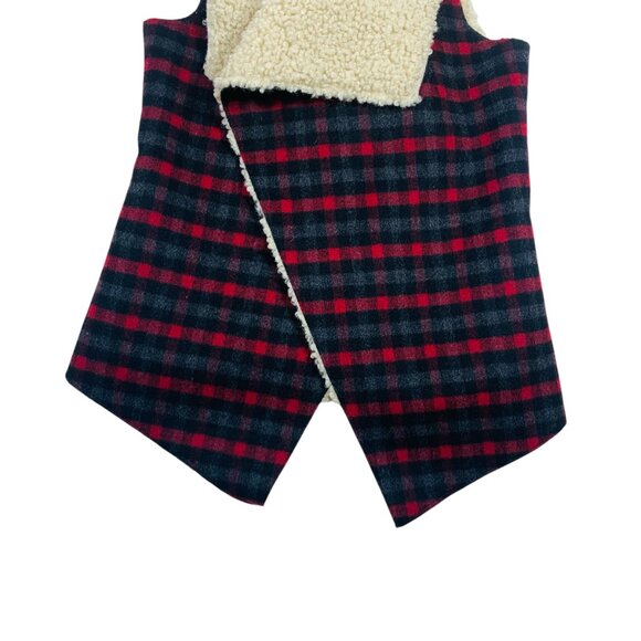 RUYI Sherpa Lined Open Front Plaid Vest One Size - Picture 7 of 16